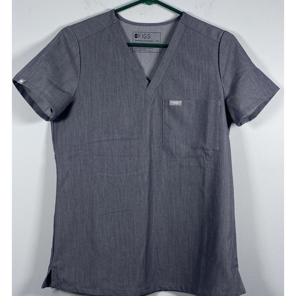 FIGS Scrub Top Women's XS Gray Catarina FW1000 V-Neck Short Sleeve Medical Nurse